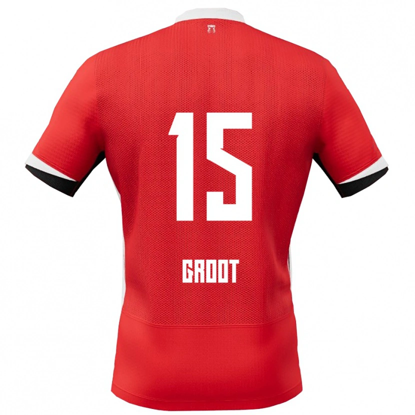 Danxen Kinder Pleun Groot #15 Rot Weiß Heimtrikot Trikot 2025/26 T-Shirt Österreich