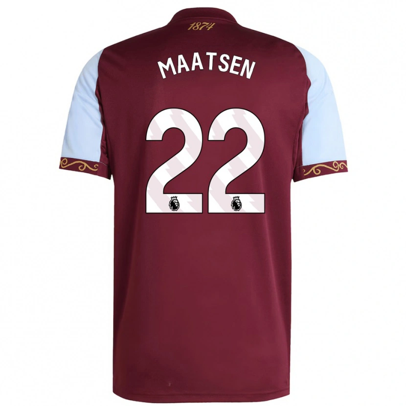 Danxen Kinder Ian Maatsen #22 Burgunderrot Himmelblau Heimtrikot Trikot 2025/26 T-Shirt Österreich
