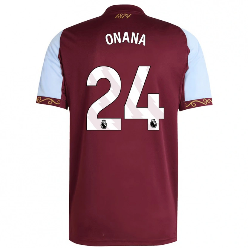 Danxen Kinder Amadou Onana #24 Burgunderrot Himmelblau Heimtrikot Trikot 2025/26 T-Shirt Österreich