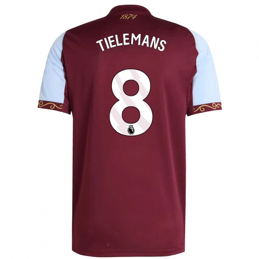 Danxen Kinder Youri Tielemans #8 Burgunderrot Himmelblau Heimtrikot Trikot 2025/26 T-Shirt Österreich