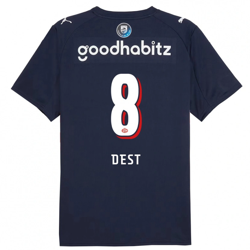 Danxen Kinder Sergiño Dest #8 Marine Weiß Auswärtstrikot Trikot 2025/26 T-Shirt Österreich