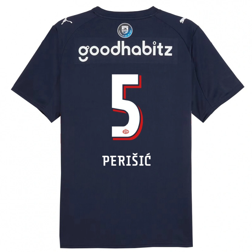 Danxen Kinder Ivan Perišić #5 Marine Weiß Auswärtstrikot Trikot 2025/26 T-Shirt Österreich