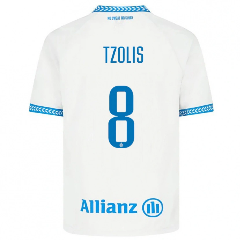 Danxen Kinder Christos Tzolis #8 Blau Weiß Auswärtstrikot Trikot 2025/26 T-Shirt Österreich
