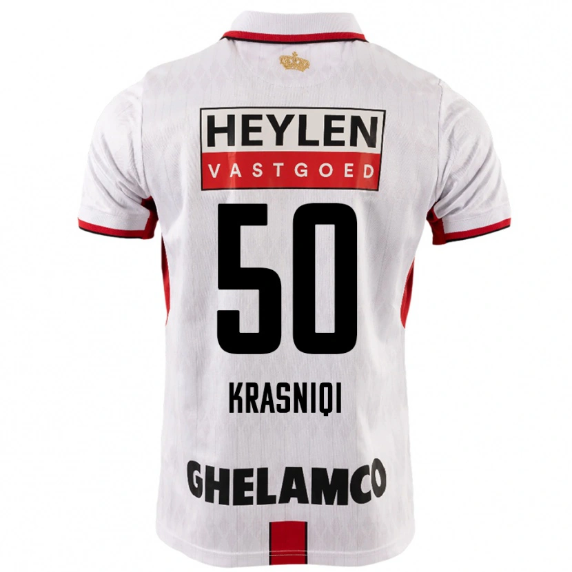 Danxen Kinder Laurit Krasniqi #50 Weiß Rot Auswärtstrikot Trikot 2025/26 T-Shirt Österreich