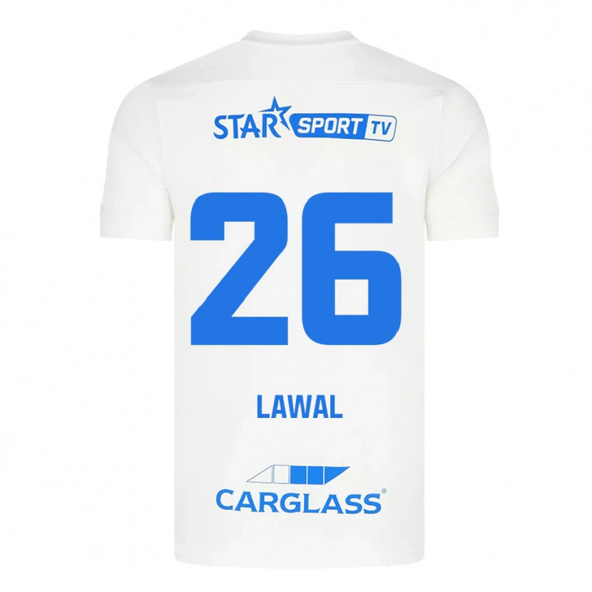 Danxen Kinder Tobias Lawal #26 Weiß Blau Auswärtstrikot Trikot 2025/26 T-Shirt Österreich