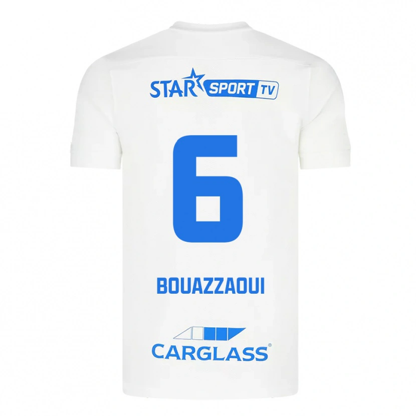 Danxen Kinder Ilyas Bouazzaoui #6 Weiß Blau Auswärtstrikot Trikot 2025/26 T-Shirt Österreich