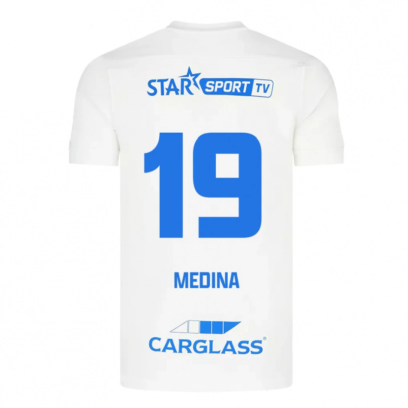 Danxen Kinder Yaimar Medina #19 Weiß Blau Auswärtstrikot Trikot 2025/26 T-Shirt Österreich