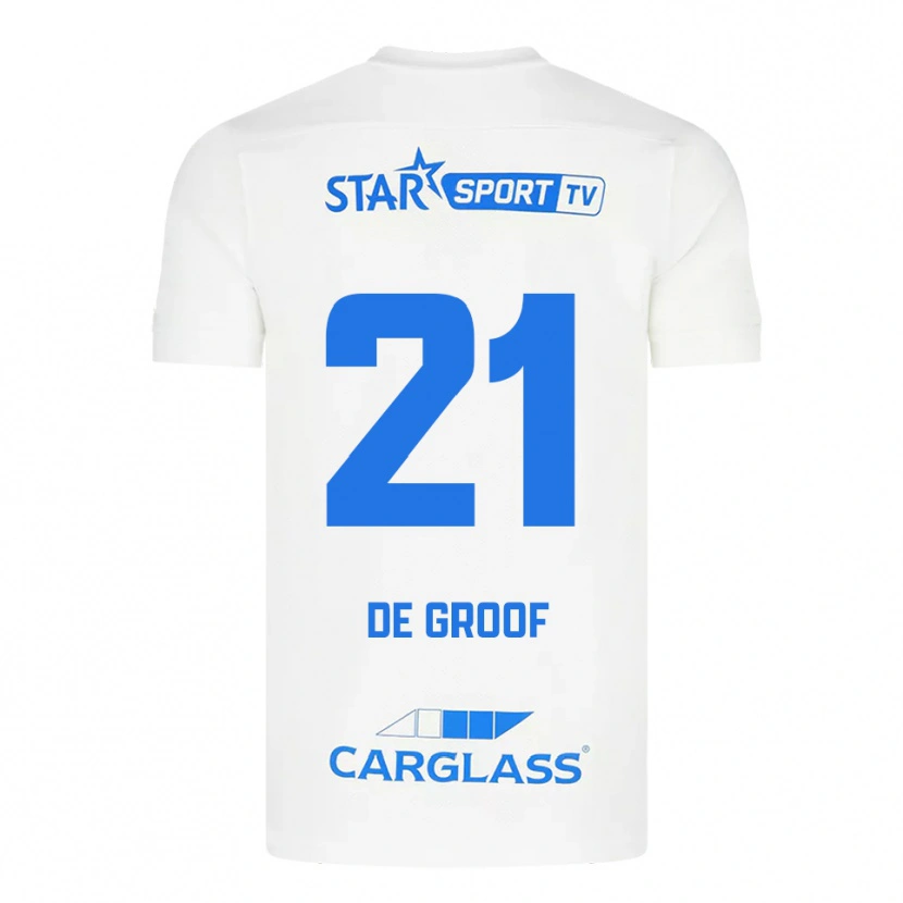 Danxen Kinder Jens De Groof #21 Weiß Blau Auswärtstrikot Trikot 2025/26 T-Shirt Österreich