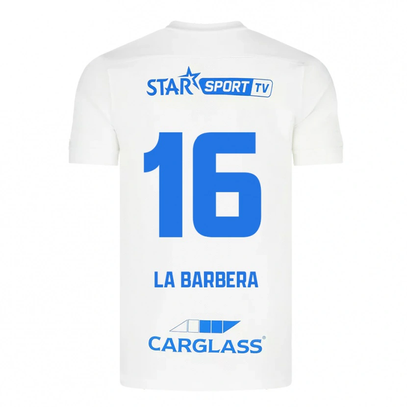 Danxen Kinder Yonni La Barbera #16 Weiß Blau Auswärtstrikot Trikot 2025/26 T-Shirt Österreich