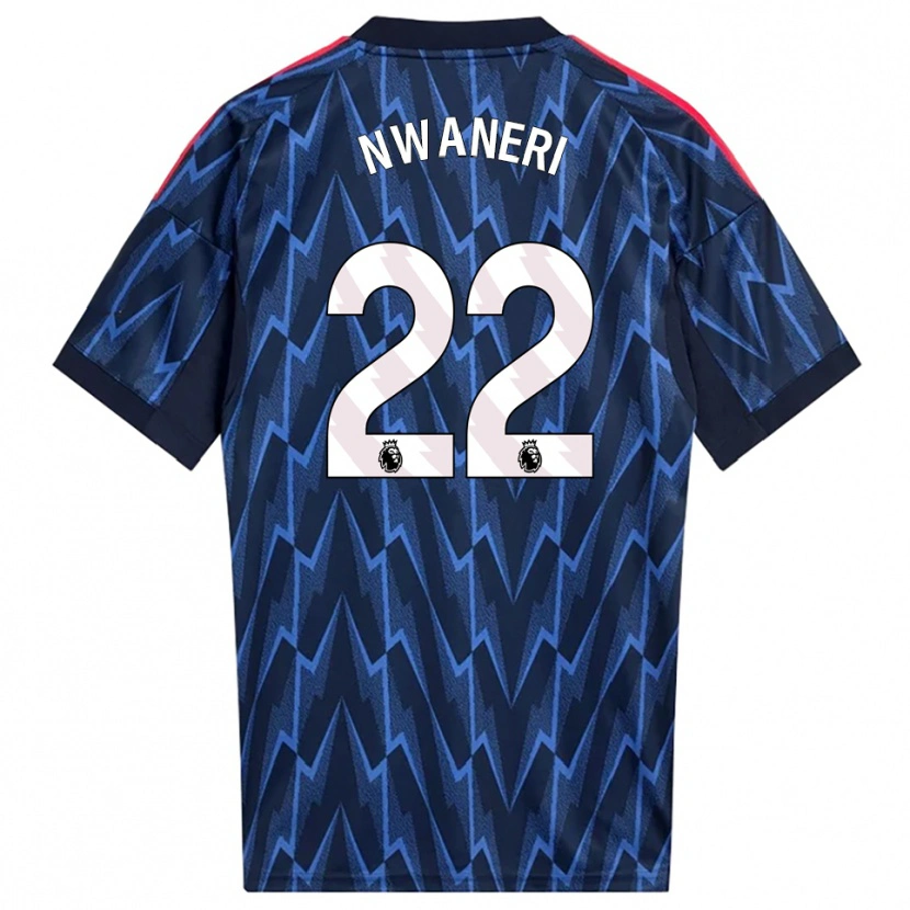 Danxen Kinder Ethan Nwaneri #22 Marine Rot Auswärtstrikot Trikot 2025/26 T-Shirt Österreich