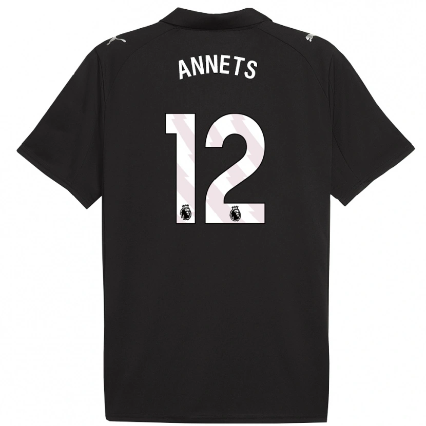 Danxen Kinder Eve Annets #12 Schwarz Weiß Auswärtstrikot Trikot 2025/26 T-Shirt Österreich