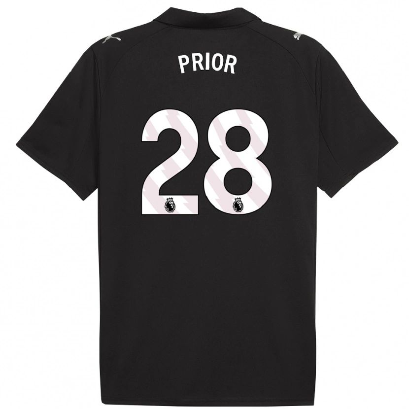 Danxen Kinder Gracie Prior #28 Schwarz Weiß Auswärtstrikot Trikot 2025/26 T-Shirt Österreich