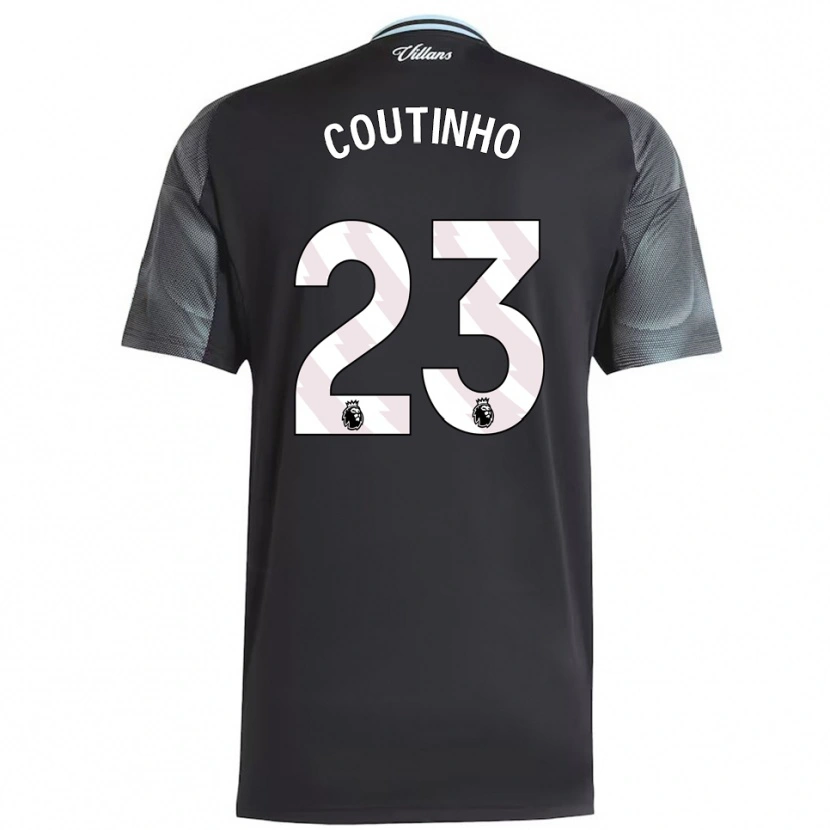 Danxen Kinder Philippe Coutinho #23 Schwarz Himmelblau Auswärtstrikot Trikot 2025/26 T-Shirt Österreich
