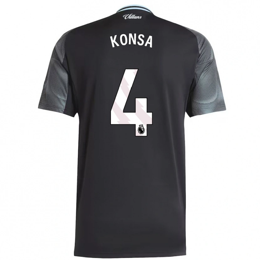 Danxen Kinder Ezri Konsa #4 Schwarz Himmelblau Auswärtstrikot Trikot 2025/26 T-Shirt Österreich