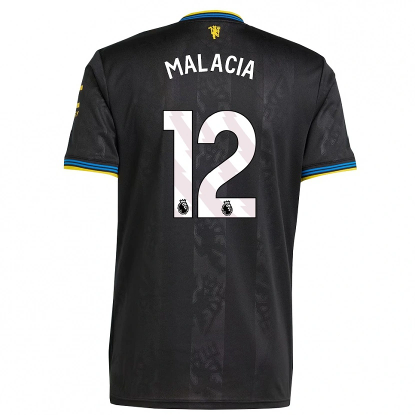 Danxen Kinder Tyrell Malacia #12 Schwarz Gelb Blau Ausweichtrikot Trikot 2025/26 T-Shirt Österreich