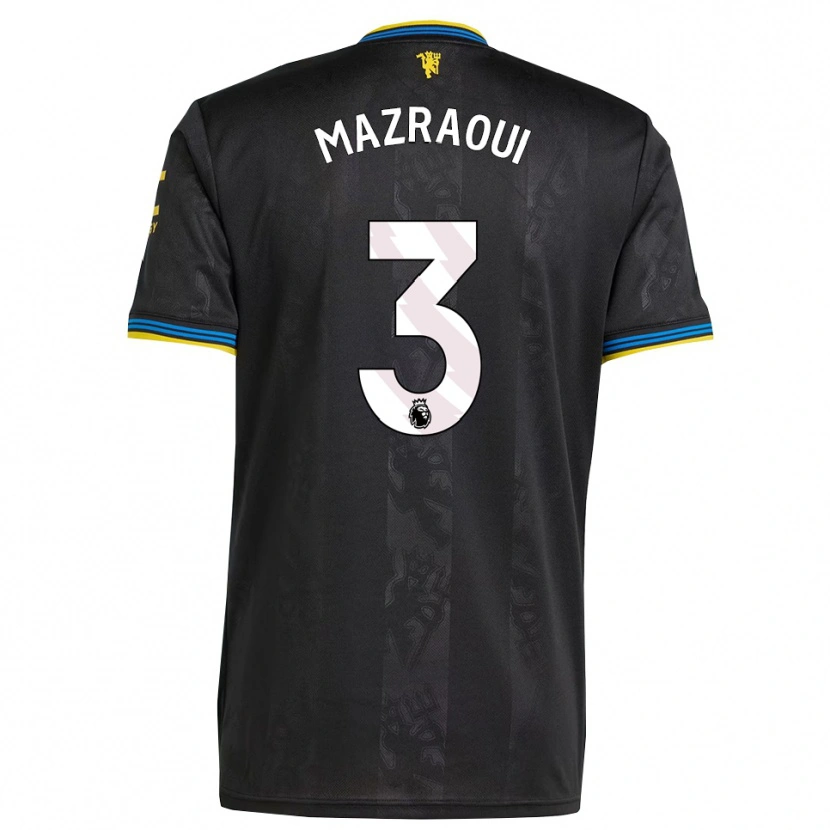 Danxen Kinder Noussair Mazraoui #3 Schwarz Gelb Blau Ausweichtrikot Trikot 2025/26 T-Shirt Österreich