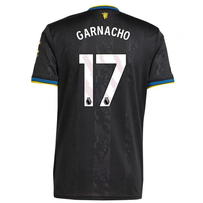 Danxen Kinder Alejandro Garnacho #17 Schwarz Gelb Blau Ausweichtrikot Trikot 2025/26 T-Shirt Österreich