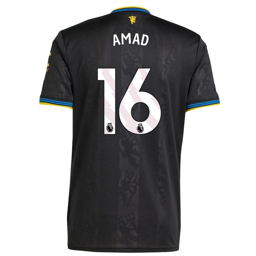 Danxen Kinder Amad Diallo #16 Schwarz Gelb Blau Ausweichtrikot Trikot 2025/26 T-Shirt Österreich