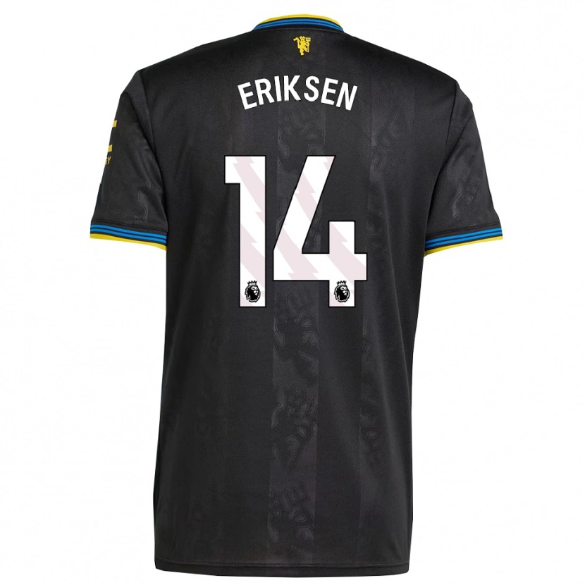Danxen Kinder Christian Eriksen #14 Schwarz Gelb Blau Ausweichtrikot Trikot 2025/26 T-Shirt Österreich
