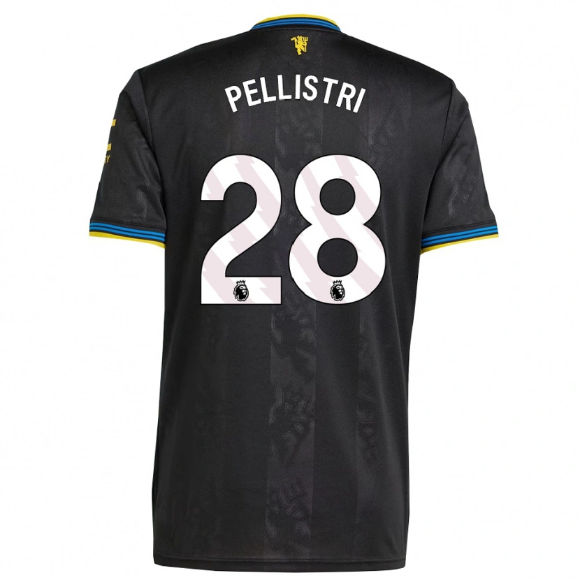 Danxen Kinder Facundo Pellistri #28 Schwarz Gelb Blau Ausweichtrikot Trikot 2025/26 T-Shirt Österreich