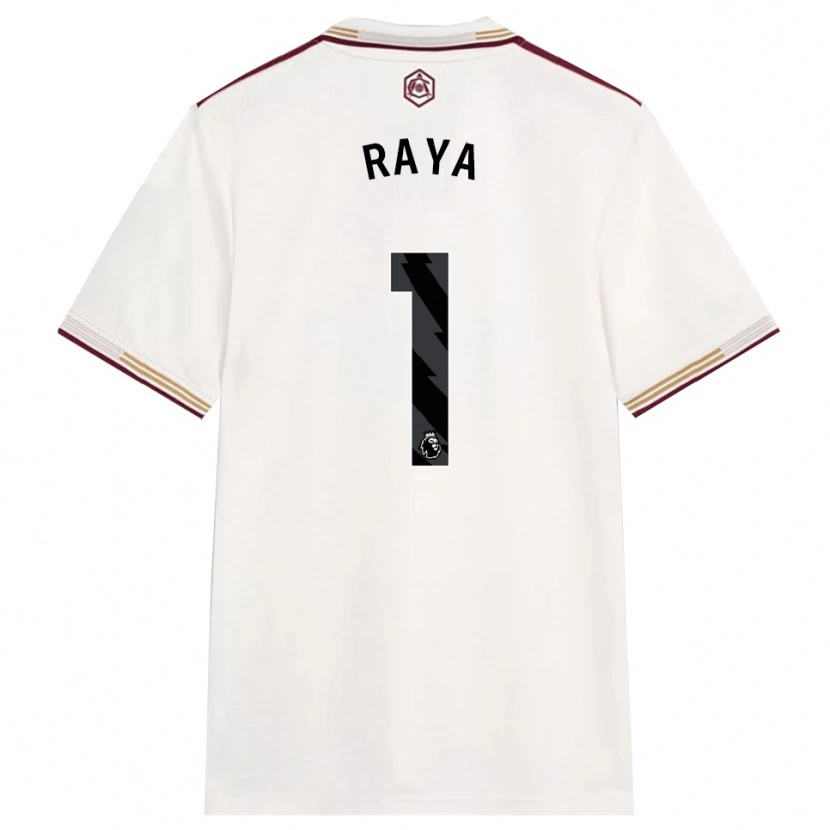 Danxen Kinder David Raya #1 Creme Weiß Burgunderrot Ausweichtrikot Trikot 2025/26 T-Shirt Österreich