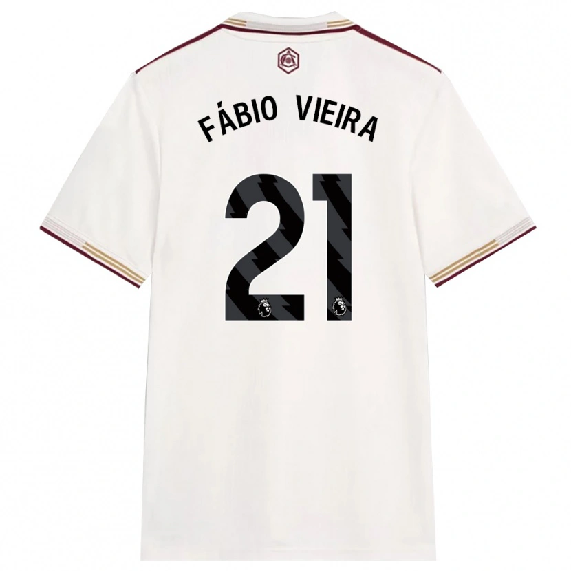 Danxen Kinder Fábio Vieira #21 Creme Weiß Burgunderrot Ausweichtrikot Trikot 2025/26 T-Shirt Österreich