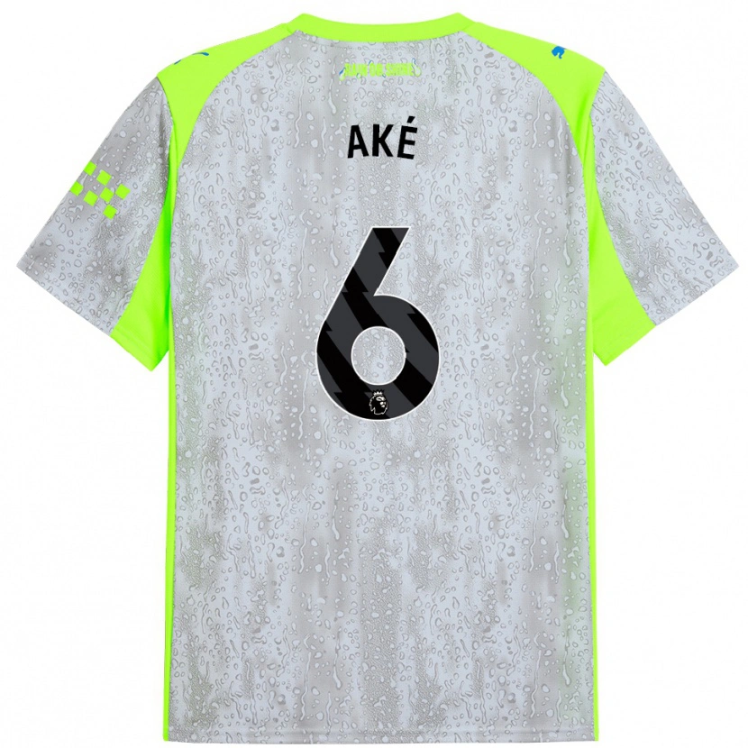 Danxen Kinder Nathan Aké #6 Grau Gelb Ausweichtrikot Trikot 2025/26 T-Shirt Österreich