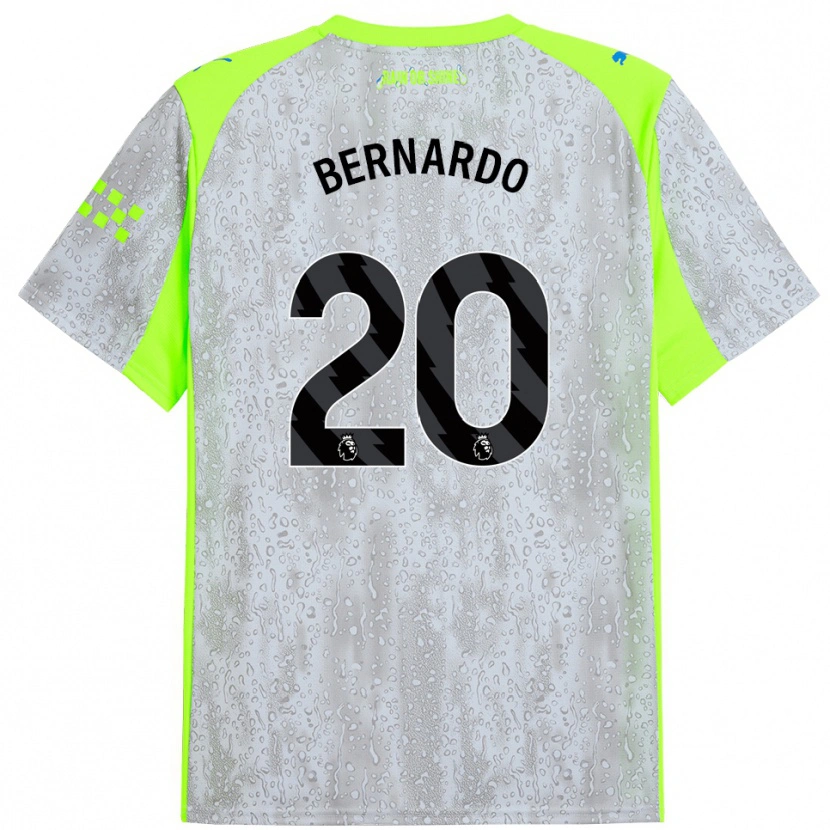 Danxen Kinder Bernardo Silva #20 Grau Gelb Ausweichtrikot Trikot 2025/26 T-Shirt Österreich