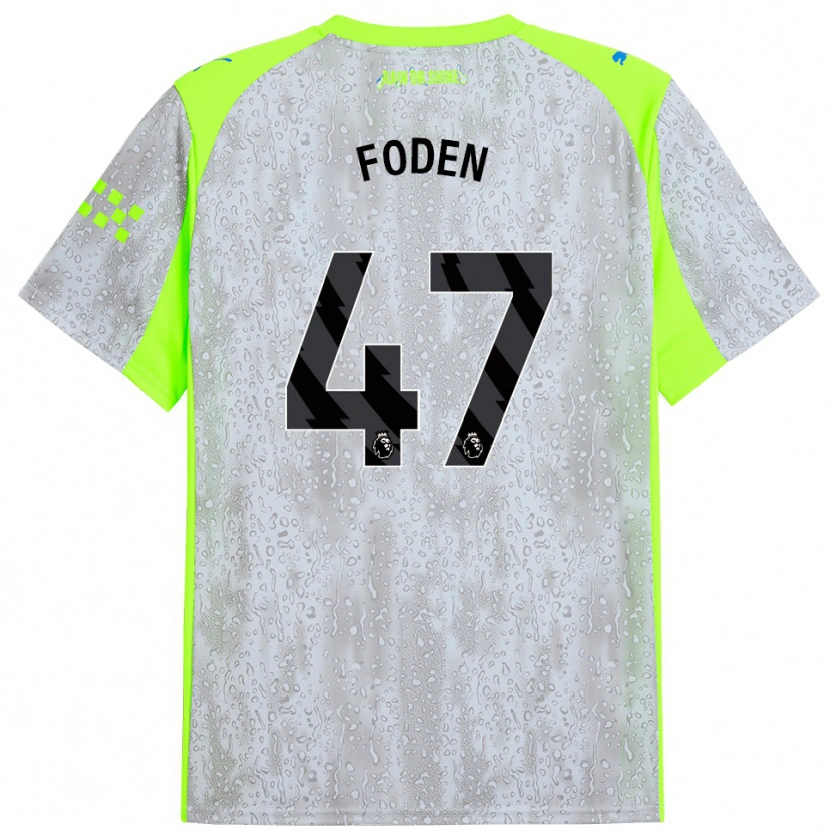 Danxen Kinder Phil Foden #47 Grau Gelb Ausweichtrikot Trikot 2025/26 T-Shirt Österreich