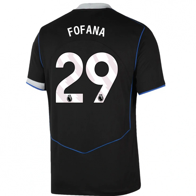 Danxen Kinder Wesley Fofana #29 Schwarz Blau Silber Ausweichtrikot Trikot 2025/26 T-Shirt Österreich