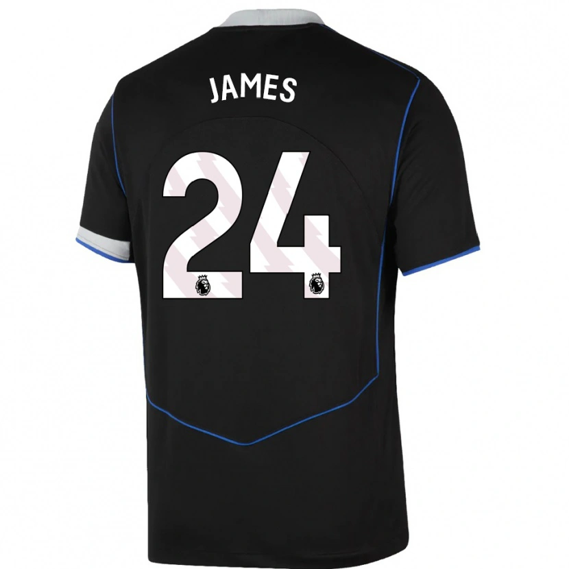 Danxen Kinder Reece James #24 Schwarz Blau Silber Ausweichtrikot Trikot 2025/26 T-Shirt Österreich