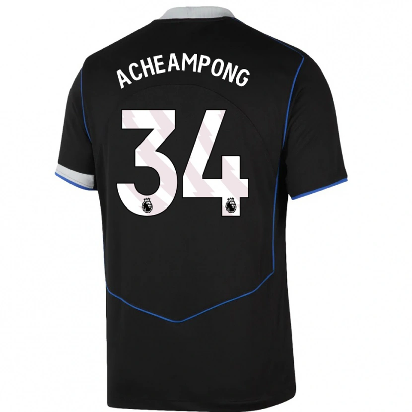 Danxen Kinder Josh Acheampong #34 Schwarz Blau Silber Ausweichtrikot Trikot 2025/26 T-Shirt Österreich