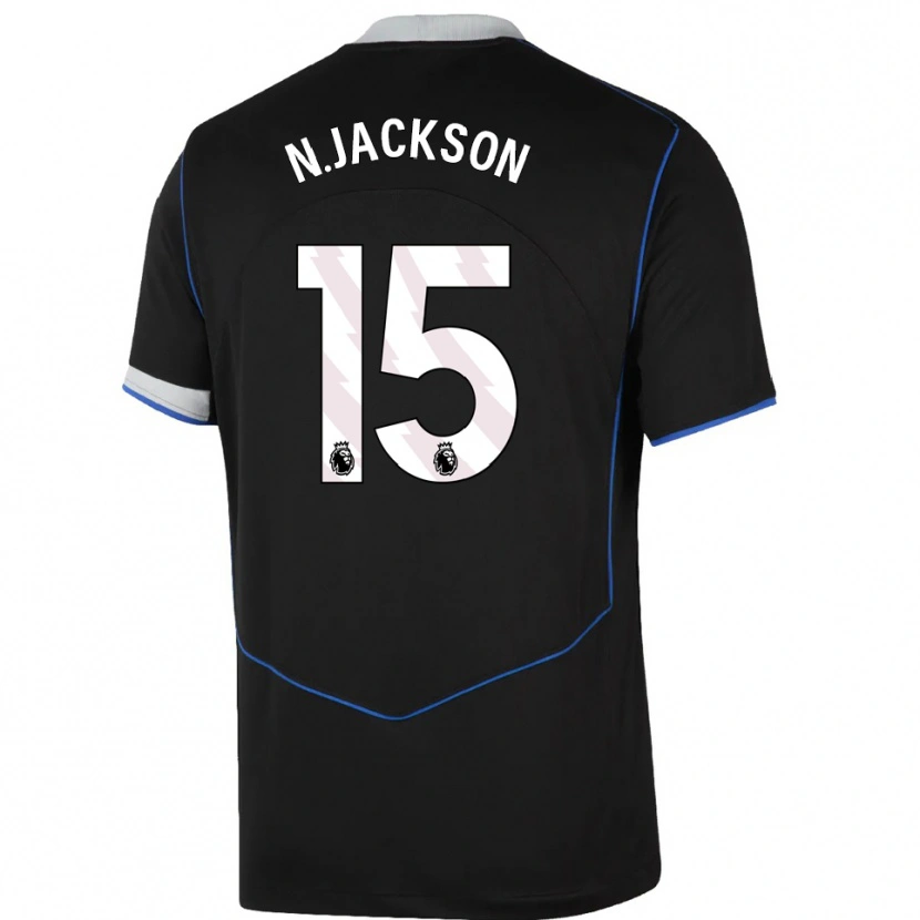 Danxen Kinder Nicolas Jackson #15 Schwarz Blau Silber Ausweichtrikot Trikot 2025/26 T-Shirt Österreich