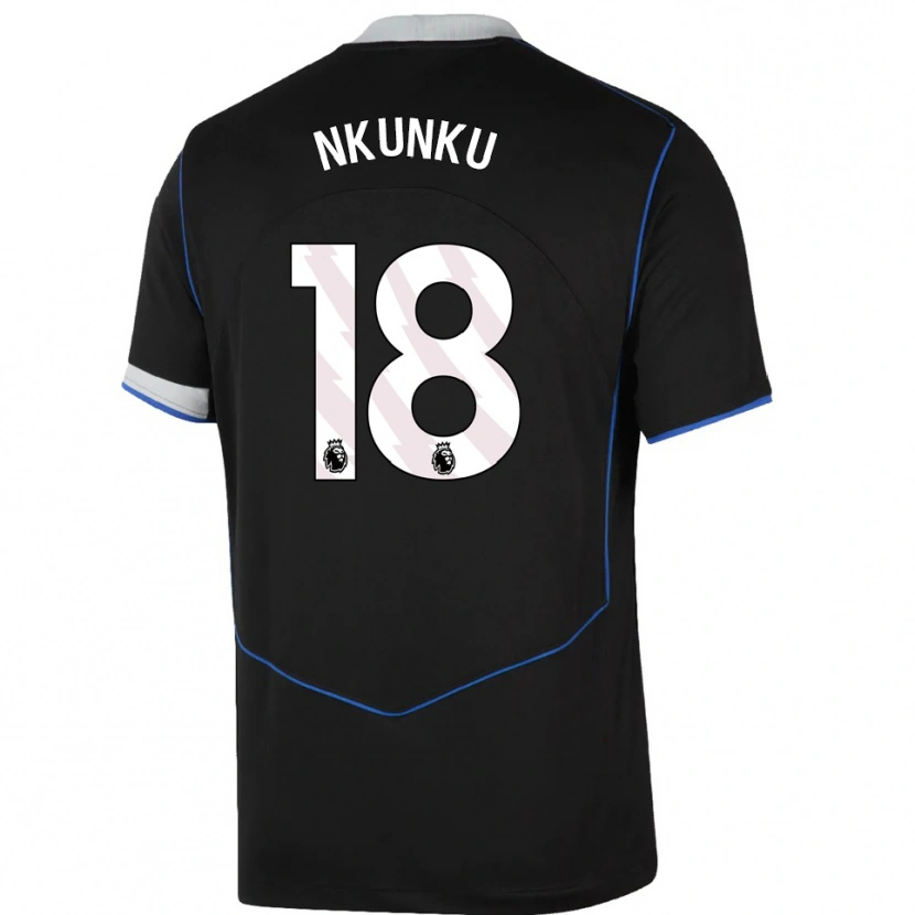 Danxen Kinder Christopher Nkunku #18 Schwarz Blau Silber Ausweichtrikot Trikot 2025/26 T-Shirt Österreich