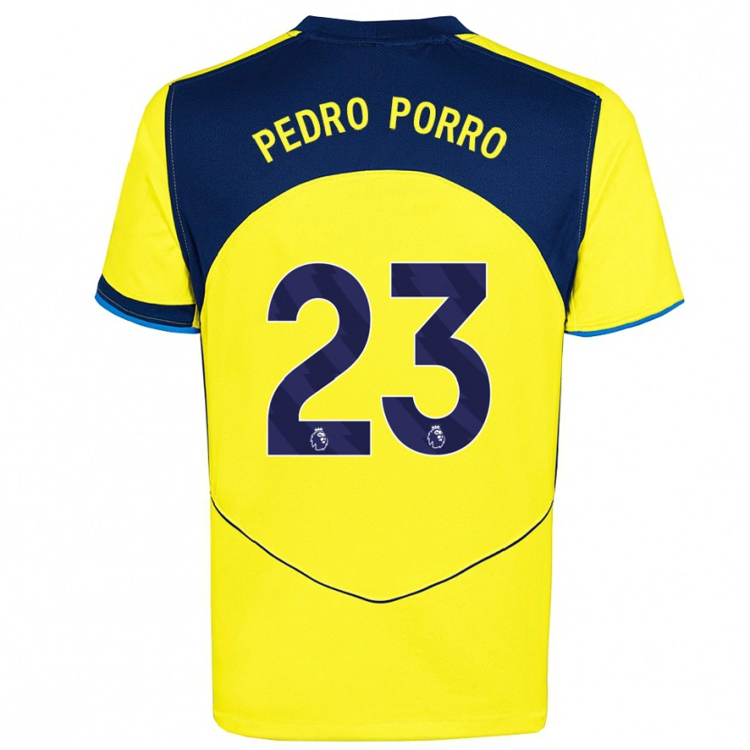 Danxen Kinder Pedro Porro #23 Gelb Marineblau Ausweichtrikot Trikot 2025/26 T-Shirt Österreich