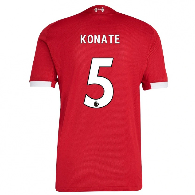 Danxen Herren Ibrahima Konaté #5 Rot Weiß Heimtrikot Trikot 2025/26 T-Shirt Österreich