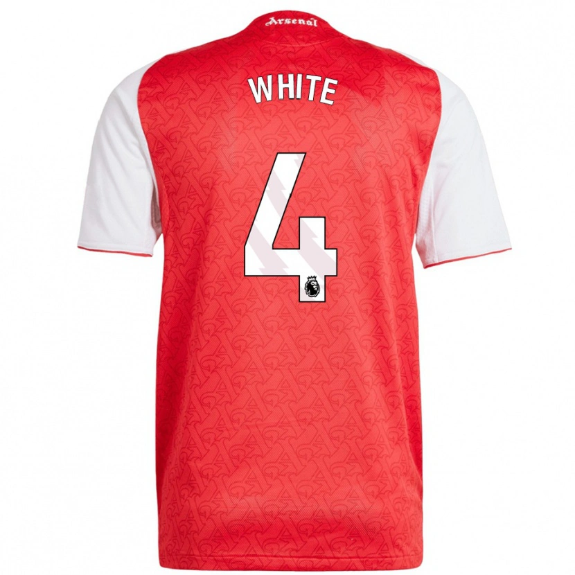 Danxen Herren Ben White #4 Rot Weiß Heimtrikot Trikot 2025/26 T-Shirt Österreich