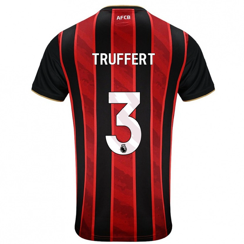 Danxen Herren Adrien Truffert #3 Rot Schwarz Heimtrikot Trikot 2025/26 T-Shirt Österreich