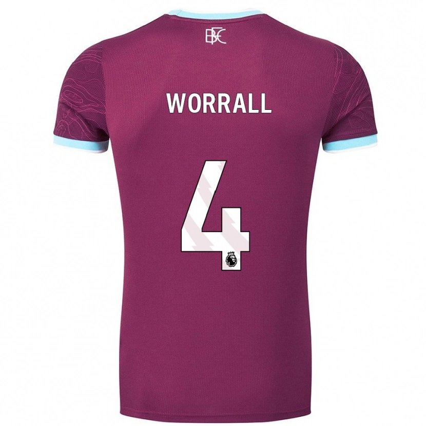 Danxen Herren Joe Worrall #4 Burgunderrot Himmelblau Heimtrikot Trikot 2025/26 T-Shirt Österreich