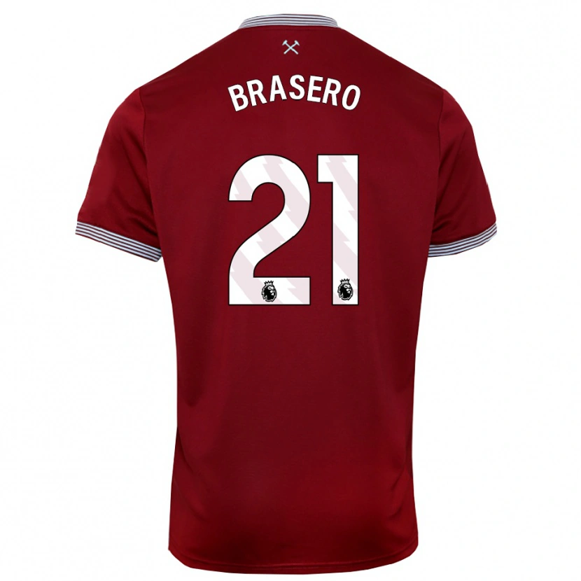 Danxen Herren Sarah Brasero #21 Burgunderrot Weiß Heimtrikot Trikot 2025/26 T-Shirt Österreich