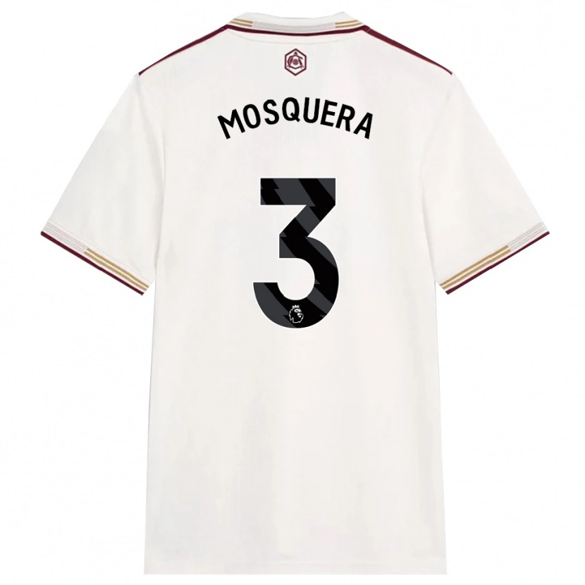 Danxen Herren Cristhian Mosquera #3 Creme Weiß Burgunderrot Ausweichtrikot Trikot 2025/26 T-Shirt Österreich