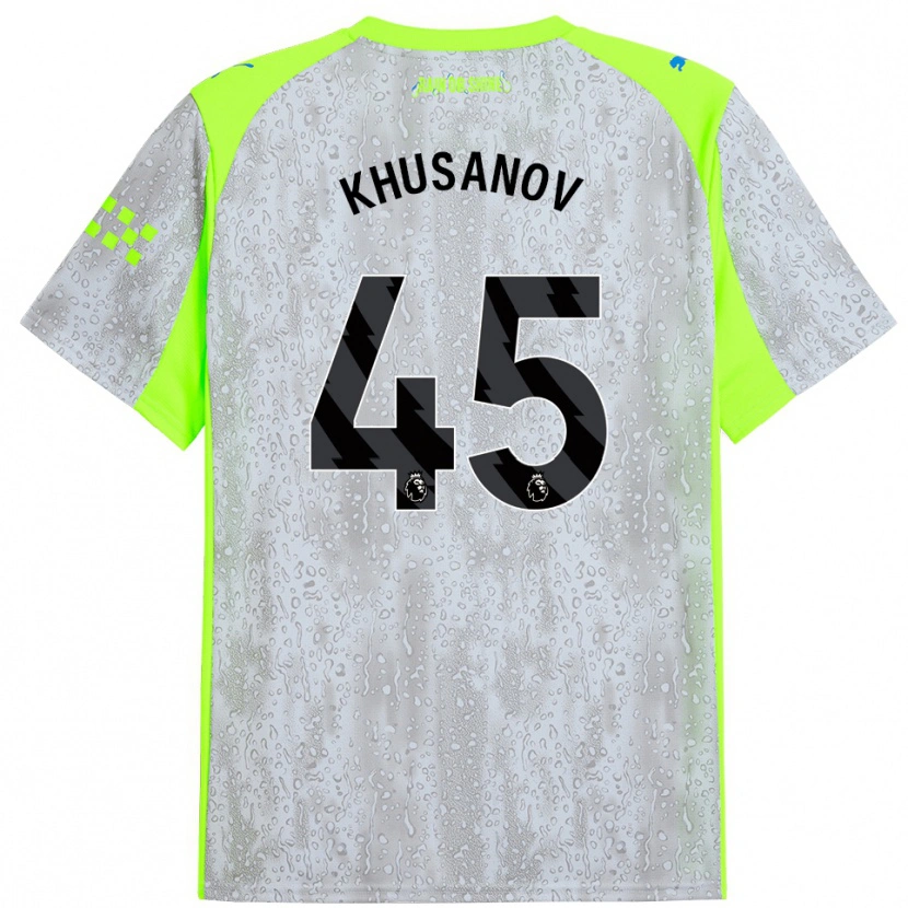 Danxen Herren Abdukodir Khusanov #45 Grau Gelb Ausweichtrikot Trikot 2025/26 T-Shirt Österreich