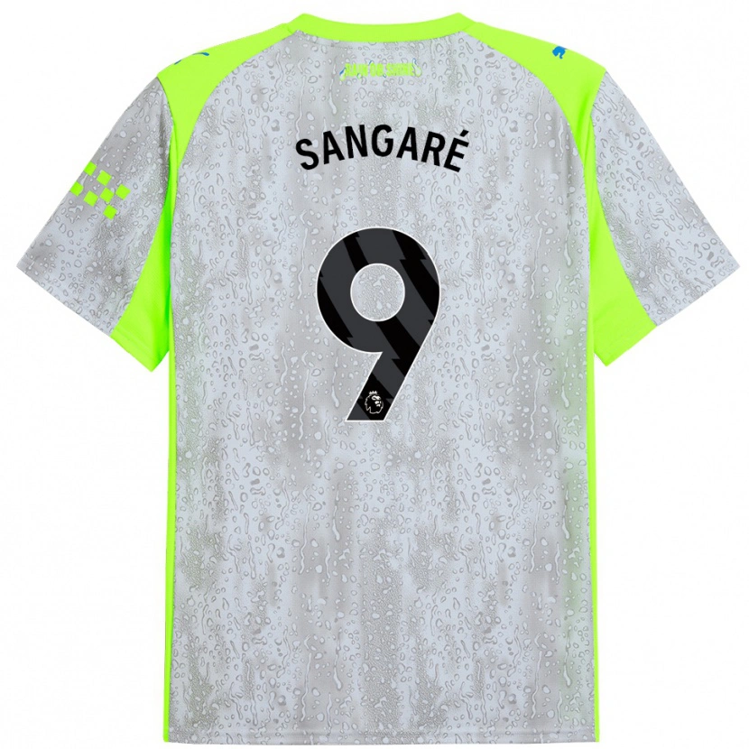 Danxen Herren Mahamadou Sangaré #9 Grau Gelb Ausweichtrikot Trikot 2025/26 T-Shirt Österreich