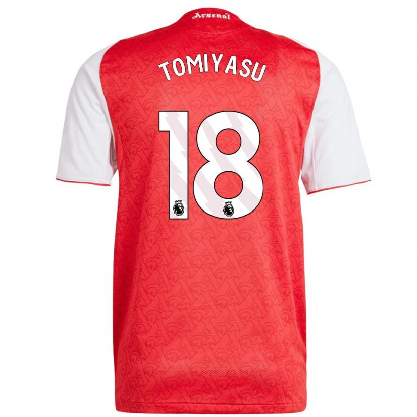 Danxen Damen Takehiro Tomiyasu #18 Rot Weiß Heimtrikot Trikot 2025/26 T-Shirt Österreich