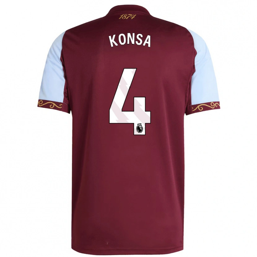Danxen Damen Ezri Konsa #4 Burgunderrot Himmelblau Heimtrikot Trikot 2025/26 T-Shirt Österreich