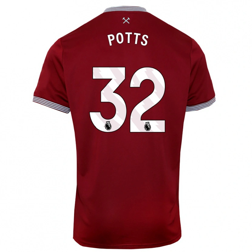 Danxen Damen Freddie Potts #32 Burgunderrot Weiß Heimtrikot Trikot 2025/26 T-Shirt Österreich