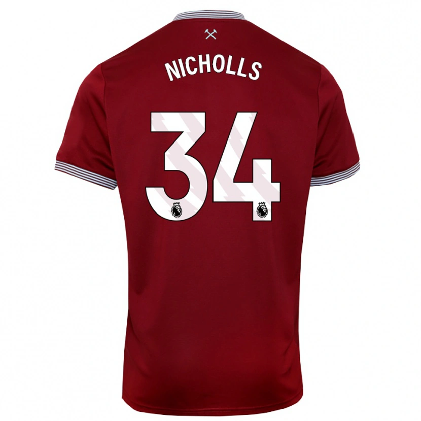 Danxen Damen Macey Nicholls #34 Burgunderrot Weiß Heimtrikot Trikot 2025/26 T-Shirt Österreich