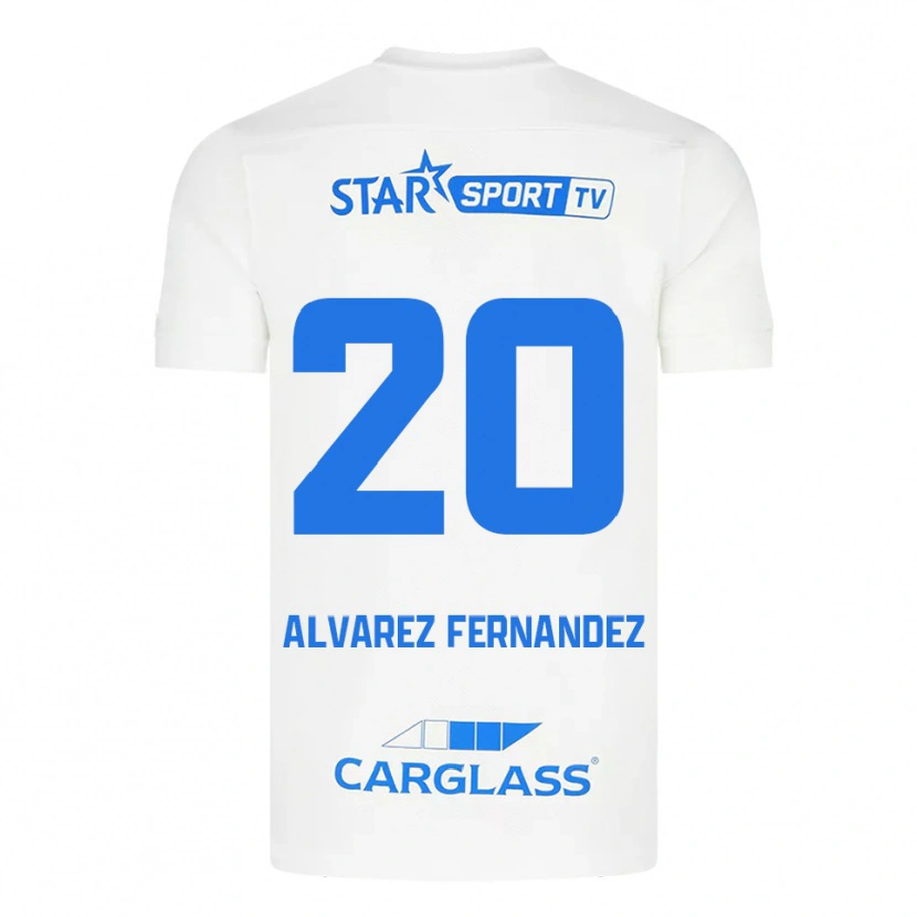 Danxen Damen Loïc Alvarez Fernandez #20 Weiß Blau Auswärtstrikot Trikot 2025/26 T-Shirt Österreich