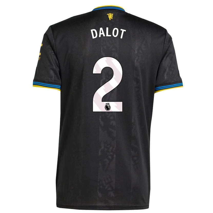Danxen Damen Diogo Dalot #2 Schwarz Gelb Blau Ausweichtrikot Trikot 2025/26 T-Shirt Österreich