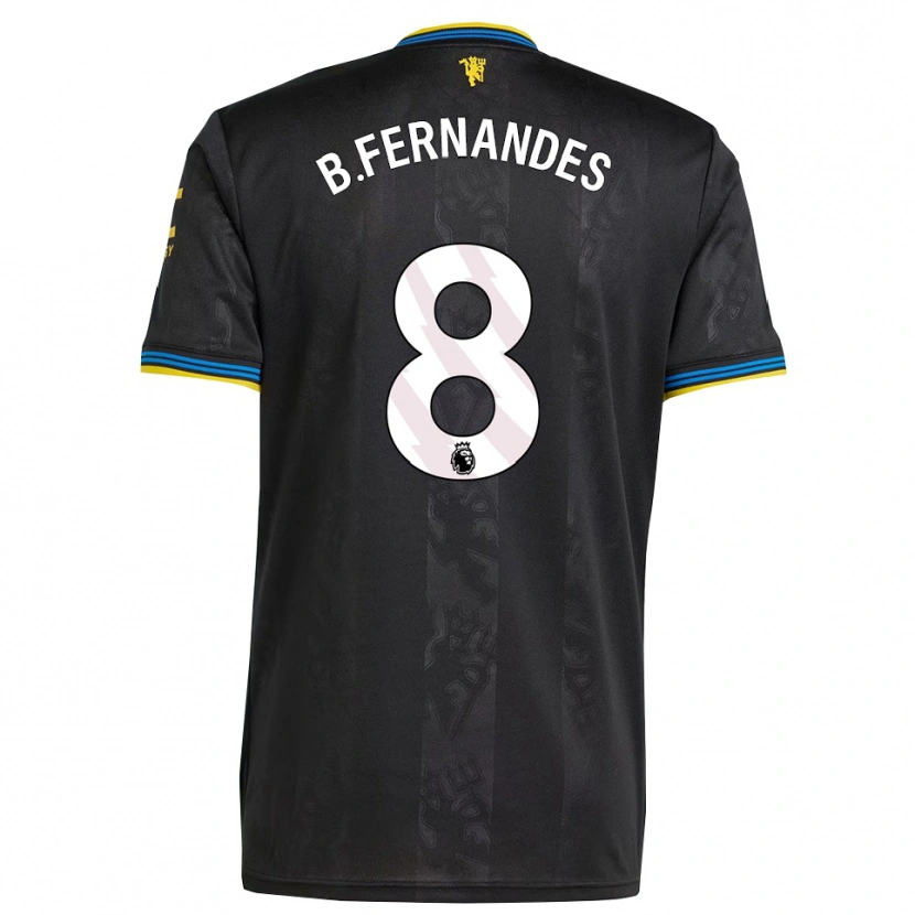 Danxen Damen Bruno Fernandes #8 Schwarz Gelb Blau Ausweichtrikot Trikot 2025/26 T-Shirt Österreich